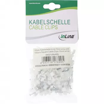 InLine 100 Stück Packung Quadratische Kabelklemme 10mm weiß