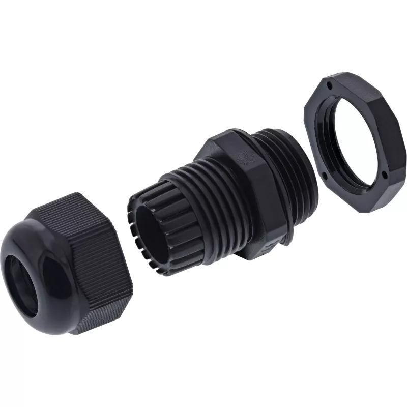 Kabelverschraubung InLine 44012B Nylon IP68 für Kabel Ø6–12 mm, schwarz, 10er-Pack