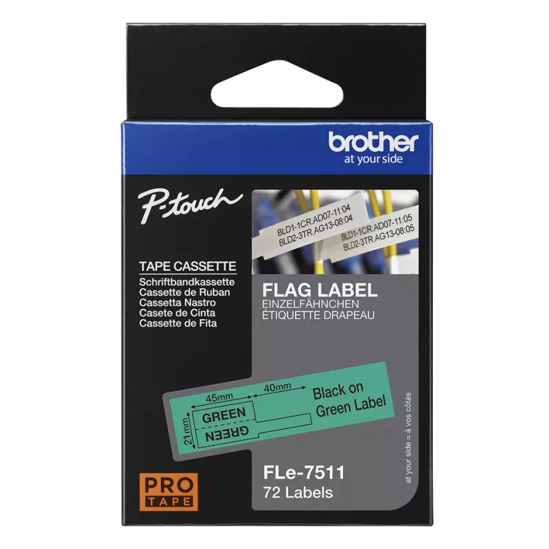 Brother FLE-7511 Beschriftungsband Schwarz auf Grün