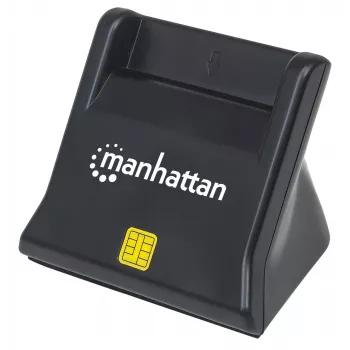 Manhattan USB-A Smart/SIM-Kartenleser, 480 Mbit/s (USB 2.0), Desktop-Standgerät, Reibungstyp-kompatibel, Hi-Speed USB, Kabel 86 cm, Schwarz, Drei Jahre Garantie