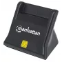 Manhattan USB-A Smart/SIM-Kartenleser, 480 Mbit/s (USB 2.0), Desktop-Standgerät, Reibungstyp-kompatibel, Hi-Speed USB, Kabel 86 cm, Schwarz, Drei Jahre Garantie