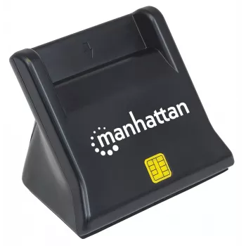 Manhattan USB-A Smart/SIM-Kartenleser, 480 Mbit/s (USB 2.0), Desktop-Standgerät, Reibungstyp-kompatibel, Hi-Speed USB, Kabel 86 cm, Schwarz, Drei Jahre Garantie