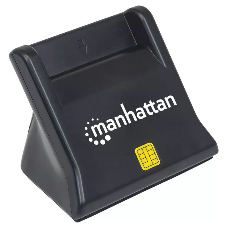 Manhattan USB-A Smart/SIM-Kartenleser, 480 Mbit/s (USB 2.0), Desktop-Standgerät, Reibungstyp-kompatibel, Hi-Speed USB, Kabel 86 cm, Schwarz, Drei Jahre Garantie