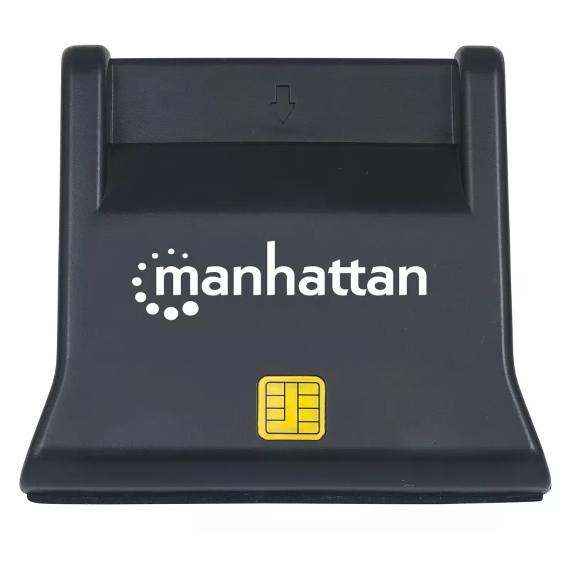 Manhattan USB-A Smart/SIM-Kartenleser, 480 Mbit/s (USB 2.0), Desktop-Standgerät, Reibungstyp-kompatibel, Hi-Speed USB, Kabel 86 cm, Schwarz, Drei Jahre Garantie