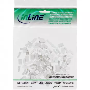 Stecker 8P8C RJ45 männlich geschirmt für Rundkabel, InLine, 10er-Pack, silber