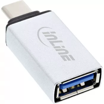 InLine USB 3.2 Gen.2 Adapter, USB-C Stecker zu USB-A Buchse, silber