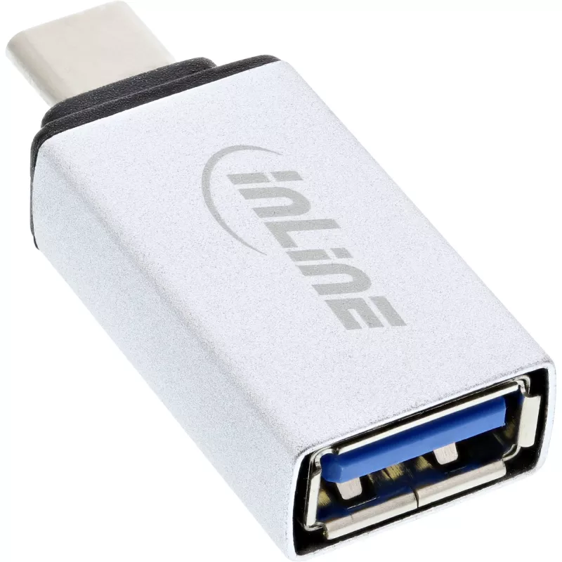 InLine USB 3.2 Gen.2 Adapter, USB-C Stecker zu USB-A Buchse, silber