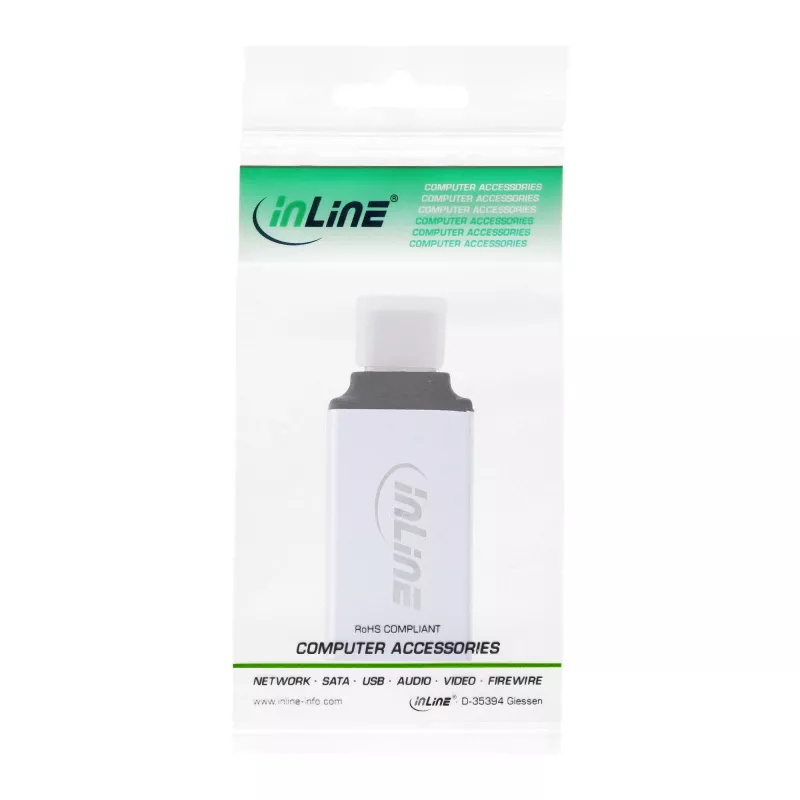 InLine USB 3.2 Gen.2 Adapter, USB-C Stecker zu USB-A Buchse, silber