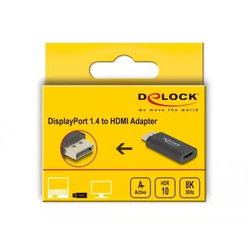 DELOCK Aktiver DisplayPort 1.4 auf HDMI Adapter 8K HDR Schwarz