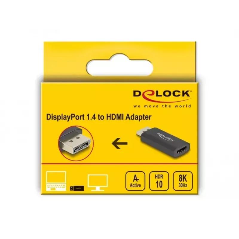 DELOCK Aktiver DisplayPort 1.4 auf HDMI Adapter 8K HDR Schwarz
