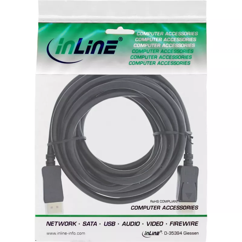 InLine DisplayPort 1.4 Kabel aktiv, 8K4K, schwarz, gold, 10 m