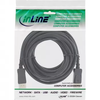 Aktives DisplayPort 1.4 Kabel InLine 17207P 8K4K Schwarz Gold 7,5 m