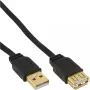 InLine USB 2.0 Flachkabel Typ A Stecker / Buchse goldbeschichtet schwarz 5m