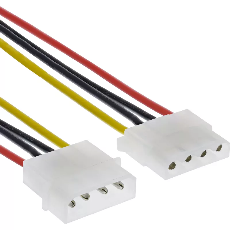 InLine Netzteil-Verlängerungskabel 4-polig Stecker/Buchse 0,50 m, rund