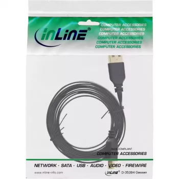 USB 2.0 Flachkabel InLine 31830F 3 m Typ A Stecker Mini-B Stecker 5-polig schwarz/gold