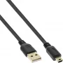 InLine USB 2.0 Flachkabel USB Typ A Stecker / Mini-B Stecker 5pol schwarz/gold 0,5m