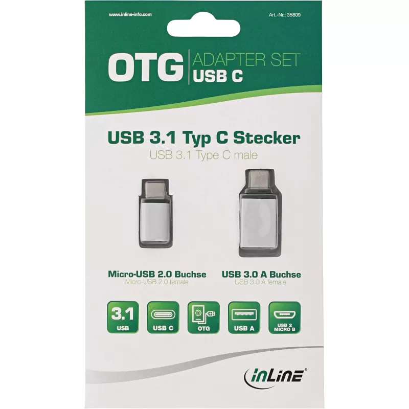 USB-C Adapter Set InLine 35809 USB-C M auf Micro-USB F USB3.0 A F