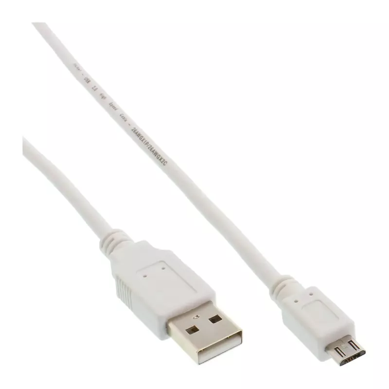 InLine Micro-USB-2.0-Kabel USB Typ A Stecker / Micro-B Stecker, weiß, 2 m