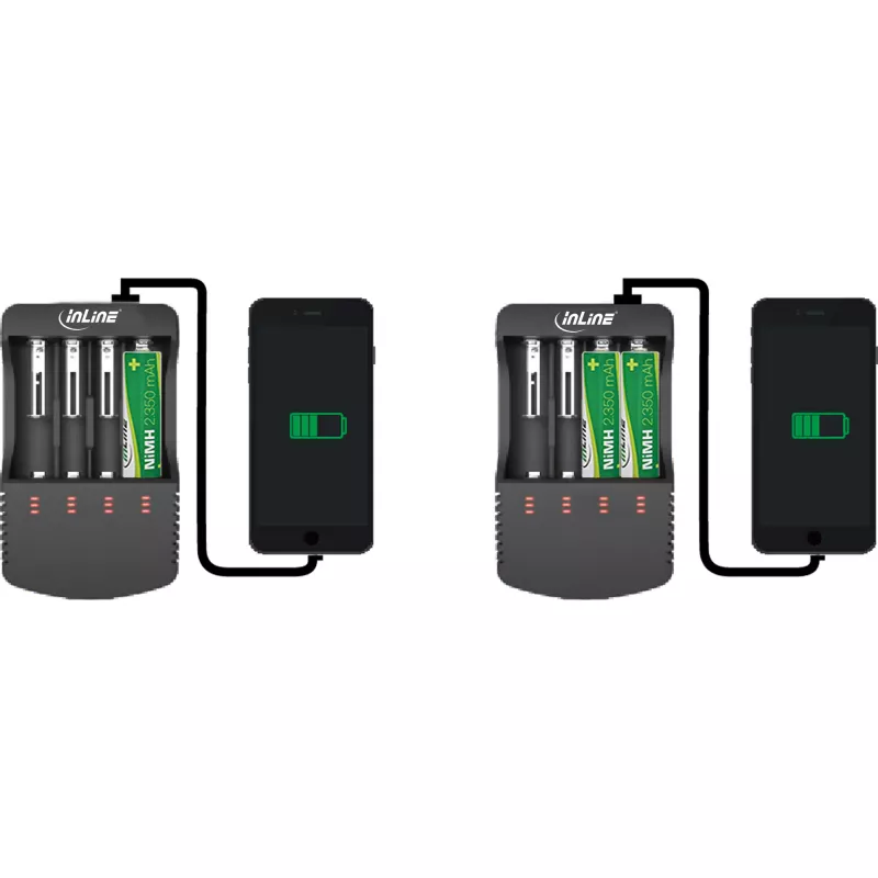 InLine Ladegerät für Lithium- und NiCd+NiMH-Akkus, 1 Stück