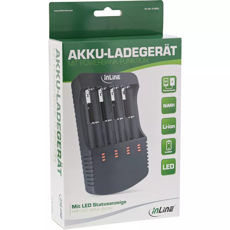 InLine Ladegerät für Lithium- und NiCd+NiMH-Akkus, 1 Stück