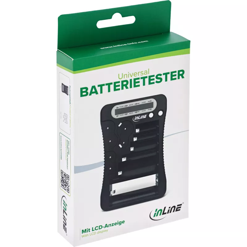 Batterietester InLine 01285 mit LCD-Anzeige für Rund- und Knopfzellenbatterien