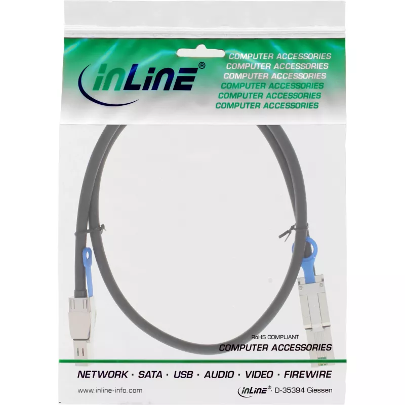 InLine externes Mini SAS HD Kabel SFF-8644 auf SFF-8088 6 Gb/s 1 m