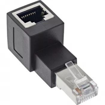InLine Patchkabel-Adapter Cat.6A, RJ45 Stecker / Buchse, 90° nach oben abgewinkelt