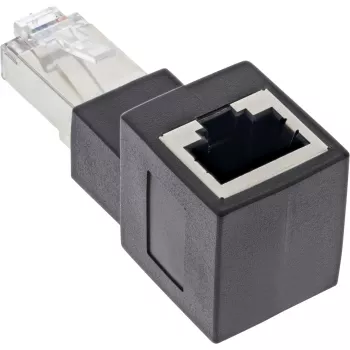 InLine Patchkabel-Adapter Cat.6A, RJ45 Stecker / Buchse, 90° nach oben abgewinkelt