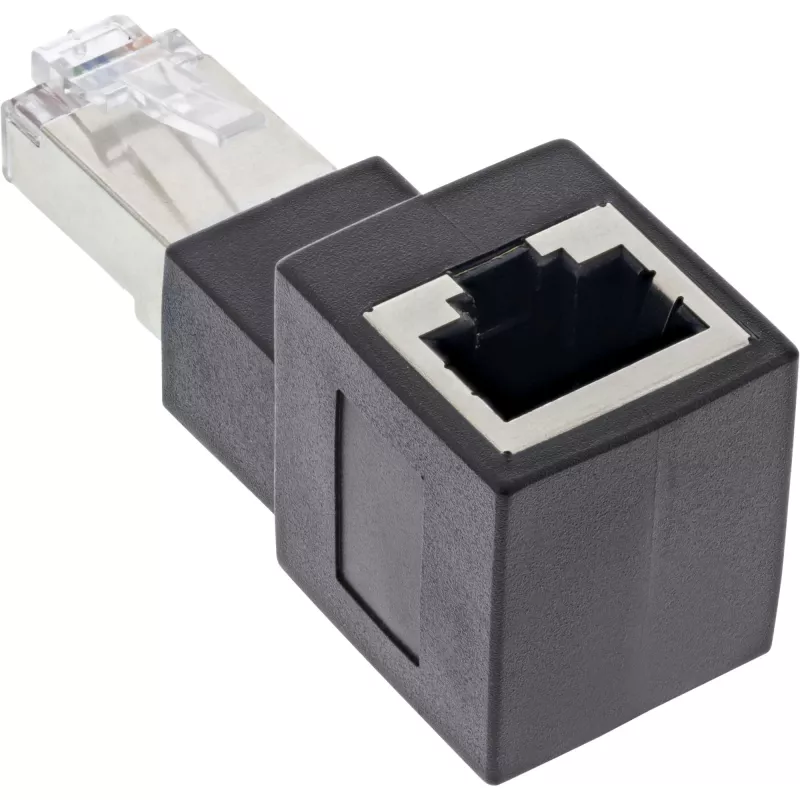 InLine Patchkabel-Adapter Cat.6A, RJ45 Stecker / Buchse, 90° nach oben abgewinkelt