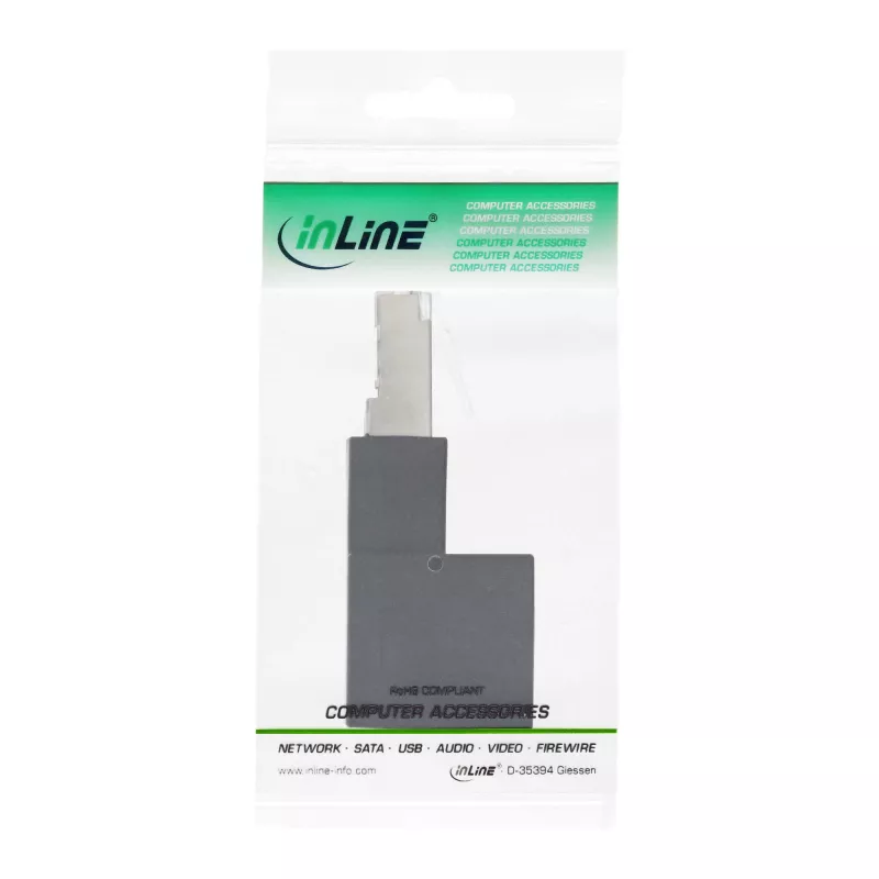 InLine Patchkabel-Adapter Cat.6A, RJ45 Stecker / Buchse, 90° nach oben abgewinkelt