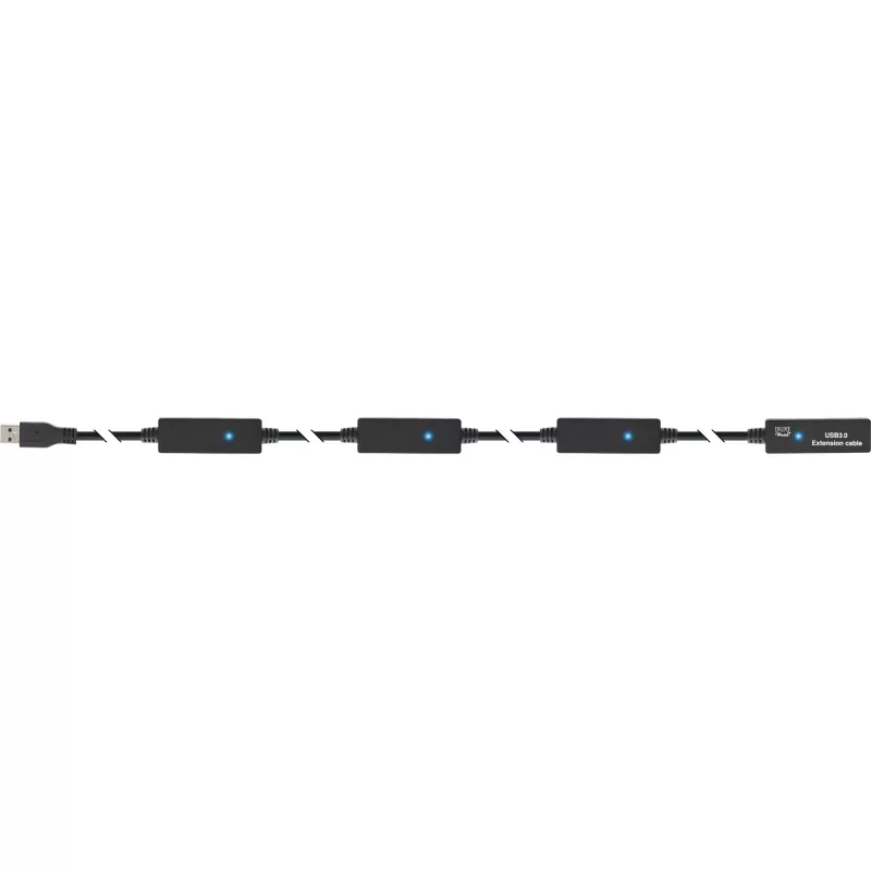 InLine USB3.2 Gen.1 aktives Repeater-Kabel Typ-A-Stecker / -Buchse, schwarz, 20 m