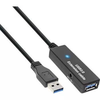 InLine USB3.2 Gen.1 aktives Repeater-Kabel Typ A Stecker / Buchse, schwarz, 15m