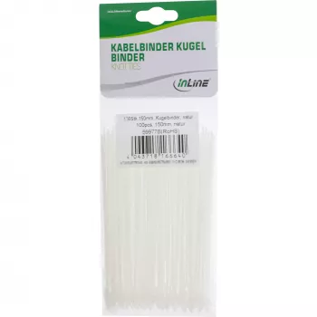 Kabelbinder InLine Ball 100 mm weiß, 100er-Pack, Kunststoff-Befestigungsbänder