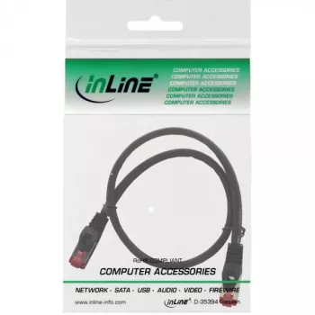 InLine Patchkabel S/FTP PiMF Cat.6 250MHz Kupfer halogenfrei schwarz 0,5m