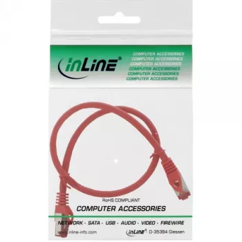 InLine Patchkabel S/FTP PiMF Cat.6 250MHz Kupfer halogenfrei rot 0,5m