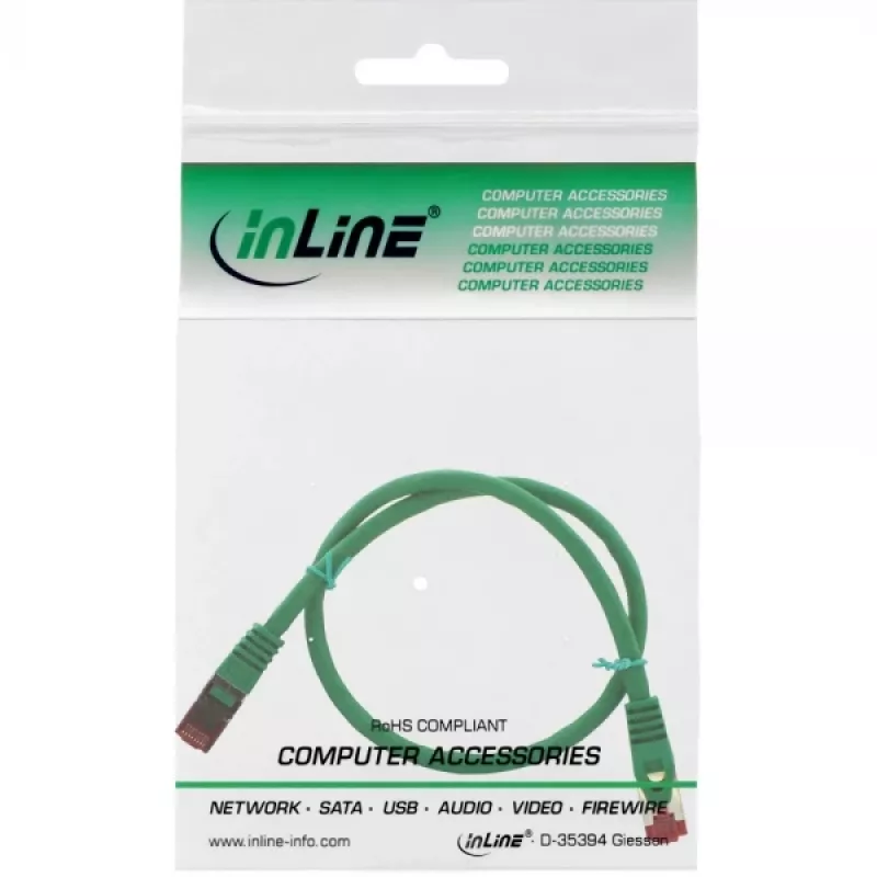 InLine Patchkabel S/FTP PiMF Cat.6 250MHz Kupfer halogenfrei grün 0,3m