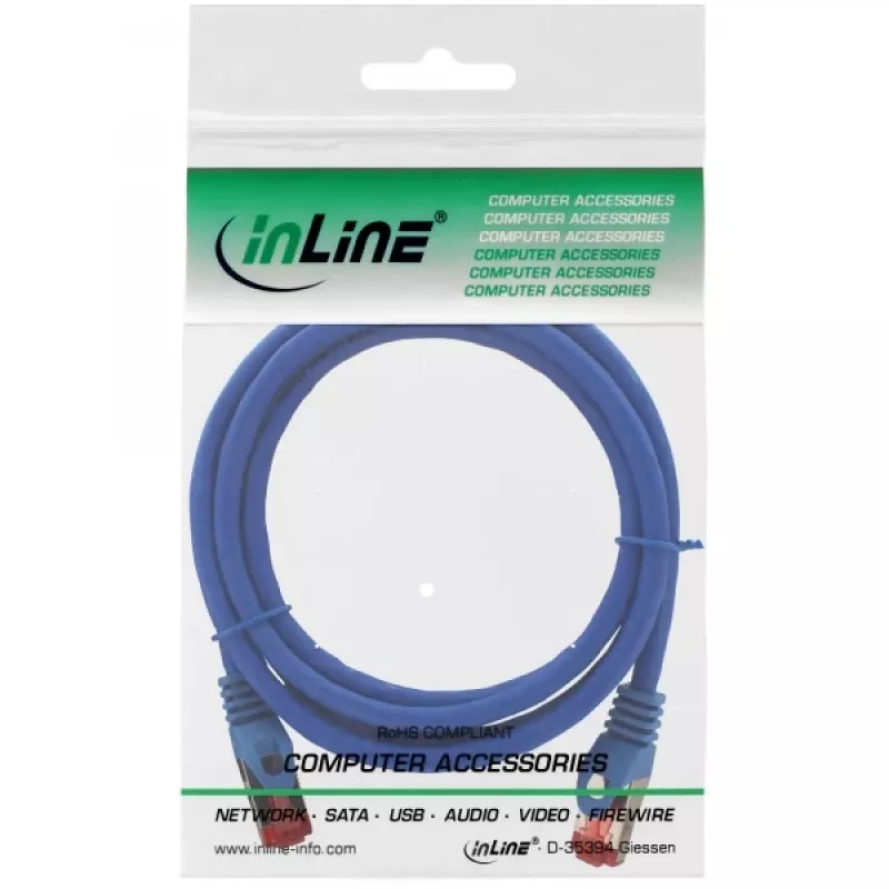 InLine Patchkabel S/FTP PiMF Cat.6 250MHz Kupfer halogenfrei blau 1,5m