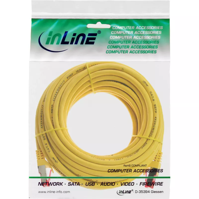 InLine Patchkabel S/FTP PiMF Cat.6 250MHz Kupfer halogenfrei gelb 10m