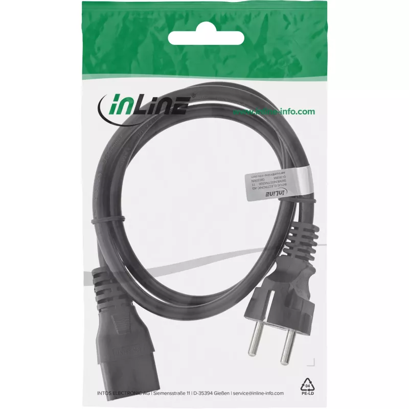 Netzkabel 16A InLine 16658D CEE 7/7 gerade IEC320/C19 1m