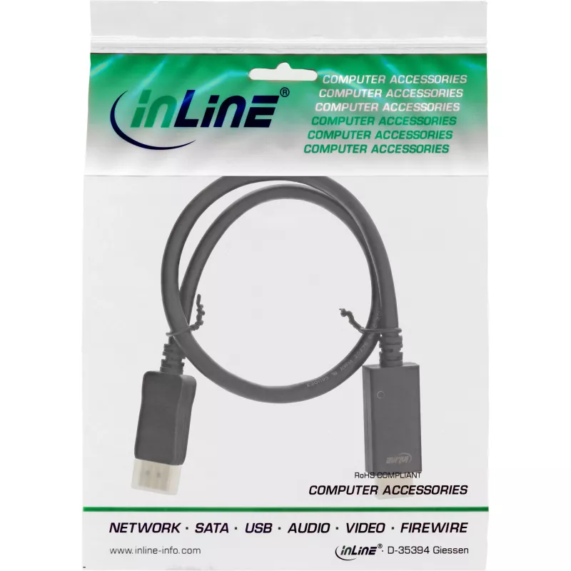 DisplayPort-auf-HDMI-Konverterkabel InLine 17181I 4K/60Hz schwarz 1m