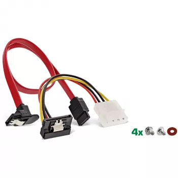 InLine HDD/SSD-Montagerahmen-SET mit SATA- und Stromkabel, abgewinkelt, inkl. Schrauben