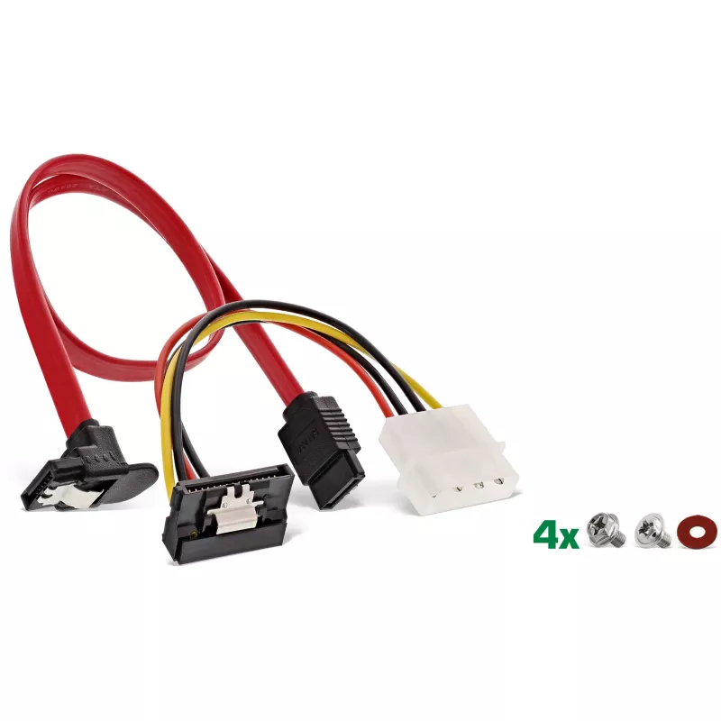 InLine HDD/SSD-Montagerahmen-SET mit SATA- und Stromkabel, abgewinkelt, inkl. Schrauben