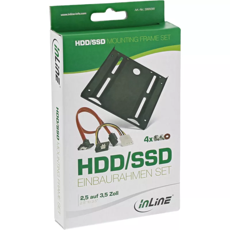 InLine HDD/SSD-Montagerahmen-SET mit SATA- und Stromkabel, abgewinkelt, inkl. Schrauben
