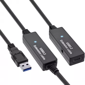 InLine USB 3.2 Gen.1 aktive Verlängerung, USB-A Stecker auf USB-C Buchse, 10 m