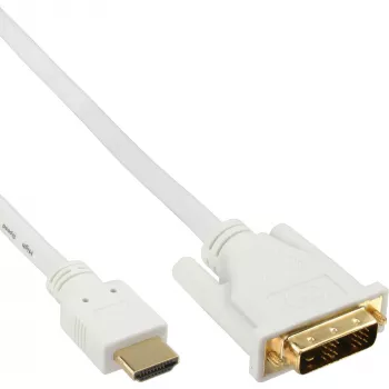 InLine HDMI auf DVI Kabel Stecker / 18+1 Stecker weiß gold 5m