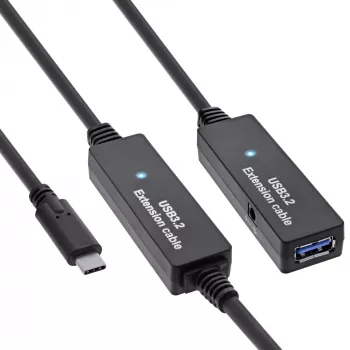 InLine USB 3.2 Gen.1 aktive Verlängerung, USB-C Stecker auf USB-A Buchse, 15 m