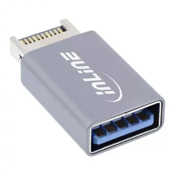InLine USB 3.2-Adapter, interner USB-E-Frontpanel-Stecker auf USB-A-Buchse