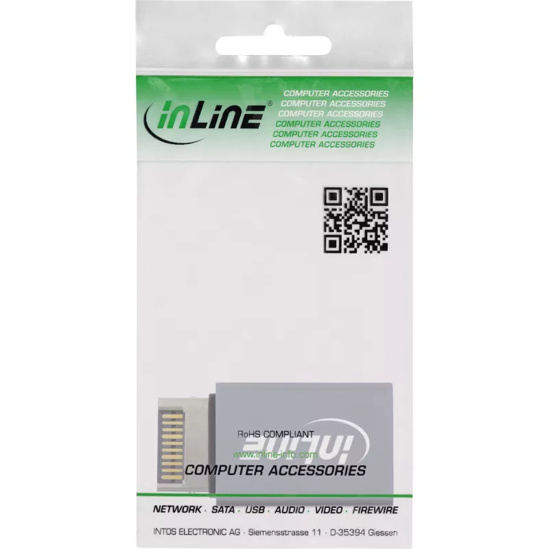 InLine USB 3.2-Adapter, interner USB-E-Frontpanel-Stecker auf USB-A-Buchse