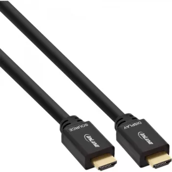 InLine , aktives High Speed HDMI-Kabel mit Ethernet, M/M, schwarz, vergoldete Kontakte, 30 m