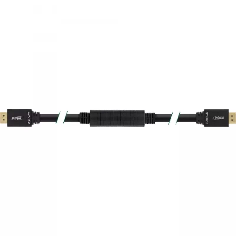InLine , aktives High Speed HDMI-Kabel mit Ethernet, M/M, schwarz, vergoldete Kontakte, 30 m